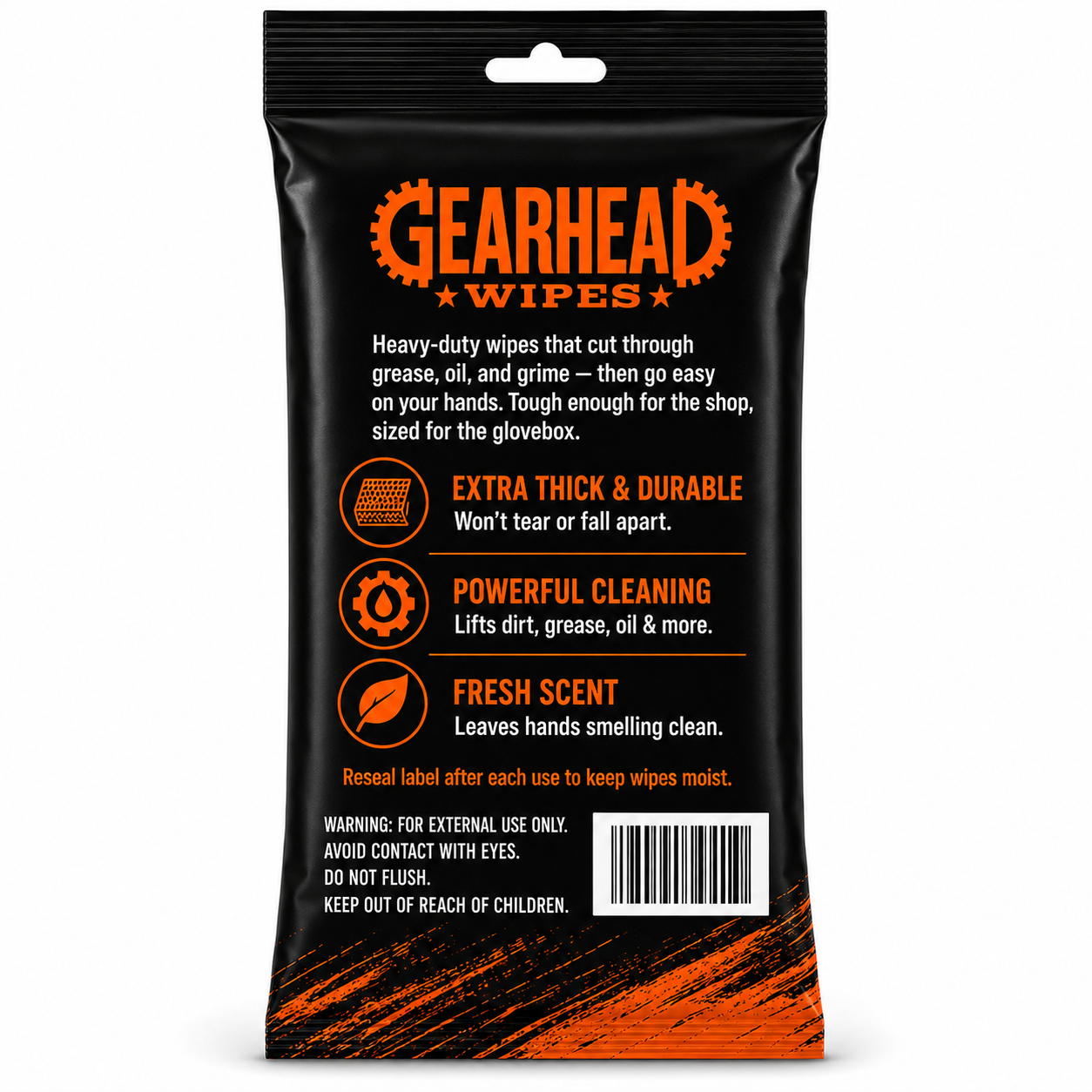 Gearhead Hand & Tool Wipes — Glovebox Pack (20 ct)