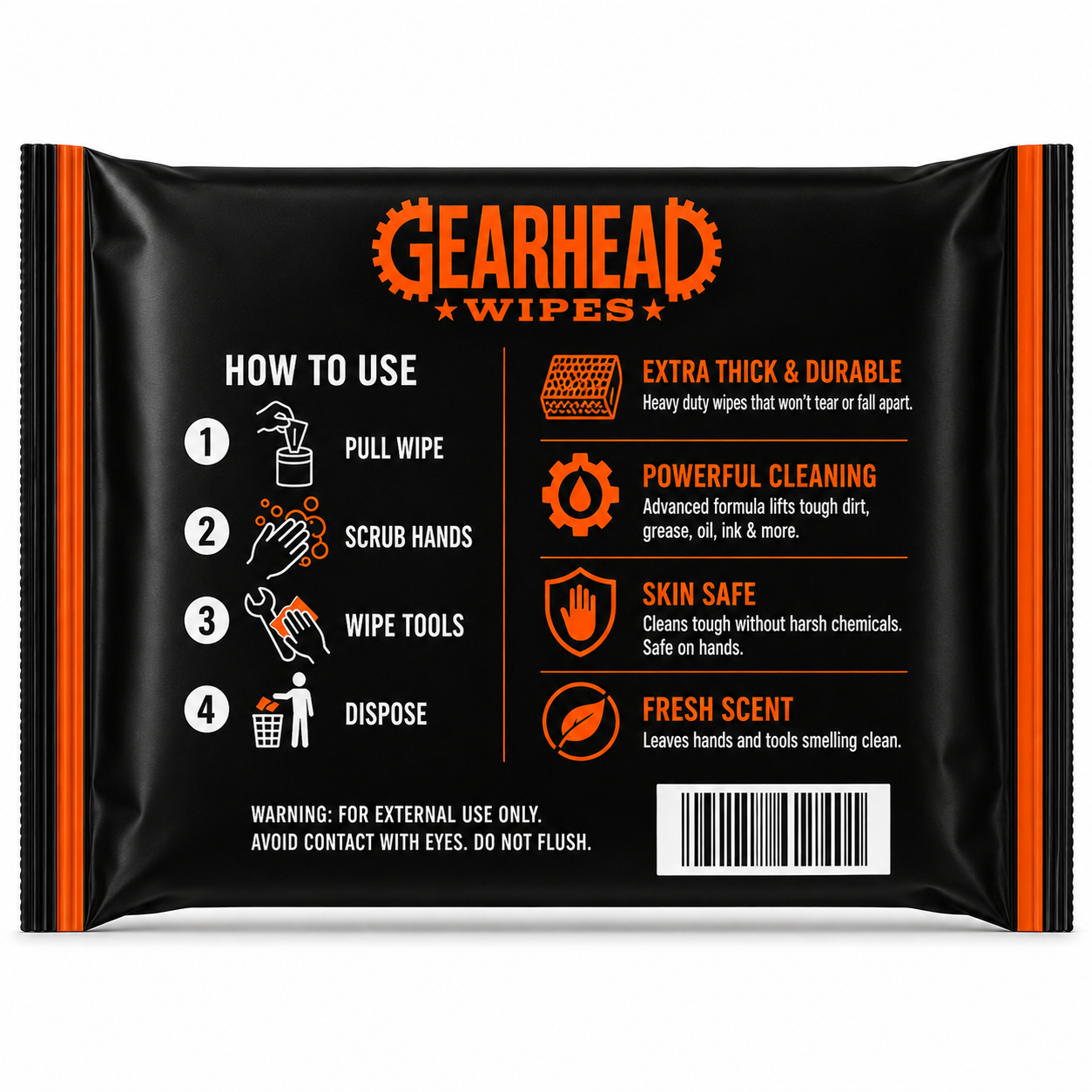 Gearhead Hand & Tool Wipes — 40 ct