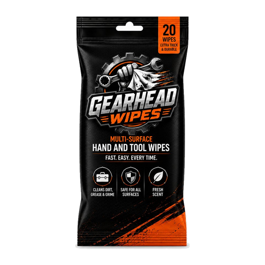 Gearhead Hand & Tool Wipes — Glovebox Pack (20 ct)