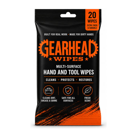Gearhead Hand & Tool Wipes — Glovebox Pack (20 ct)